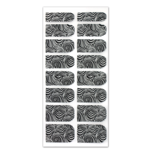 Nail Wrap Foil Stickers - Zebra Pattern - Black/Silver #186
