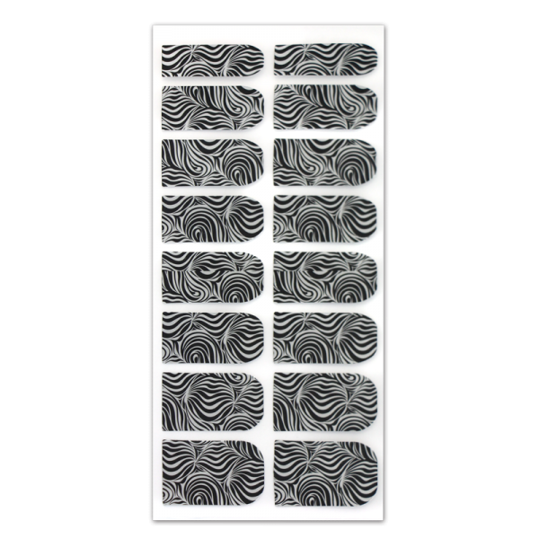 Nail Wrap Foil Stickers – Zebra Pattern – Black/Silver #186