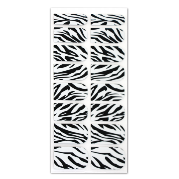 Nail Wrap Foil Stickers – Zebra Pattern – Black/White #012