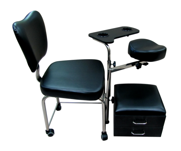 Pedicure Chair with Adjustable Footrest, Tray and Drawers – Blac