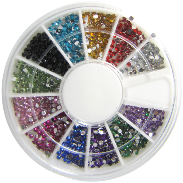 Rhinestone Wheel – Round Shaped – Various Colors 1.5w
