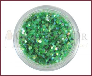Small Hexagons Glitter Powder - Jade Green Hologram