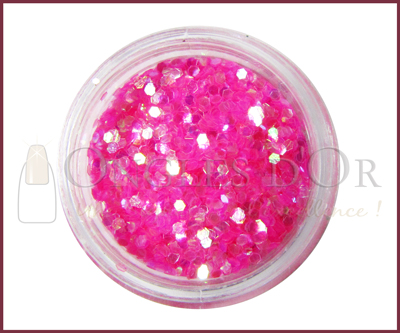 Small Hexagons Glitter Powder – Neon Pink Hologram