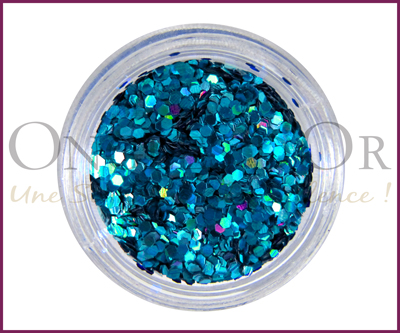 Small Hexagons Glitter Powder – Pale and Dark Brilliant Blue