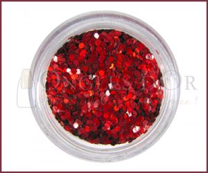 Small Hexagons Glitter Powder - Ruby Red