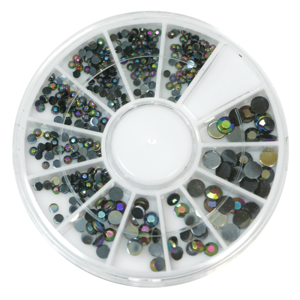 Stone wheel – round shape – black holographic (1-3mm)