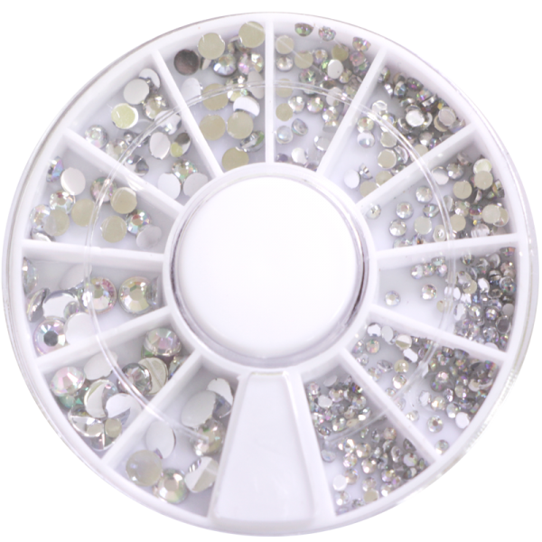 Stone wheel – round shape – clear holographic (1-3mm)