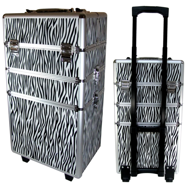 Suitcase 3 sections Black and White Zebra Pattern (Big:35cmx25cmx68cm)