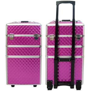 Suitcase 3 sections Embossed Pink (Big:35x25x68cm)