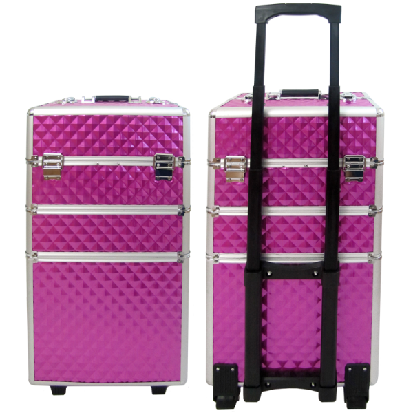 Suitcase 3 sections Embossed Pink (Big:35x25x68cm)