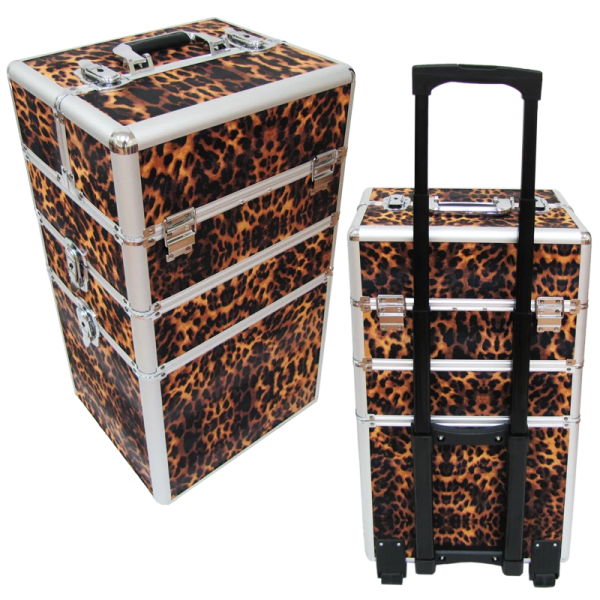 Suitcase 3 sections Leopard Pattern (Big:35cmx25cmx68cm)