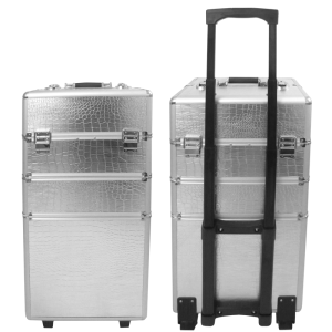 Suitcase 3 sections Snakeskin Silver (Big:35x25x68cm)