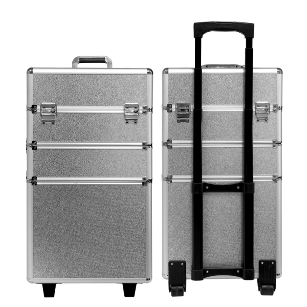 Suitcase 3 sections silver arabesque pattern (Big: 35x25x68c