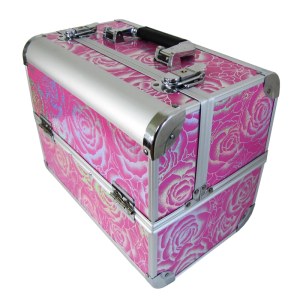 Suitcase Flower Design Dark Pink (Medium:32x21x27cm)