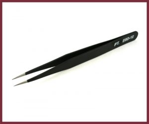 Tweezer - Straight Fine Point - Black (ESD-12)