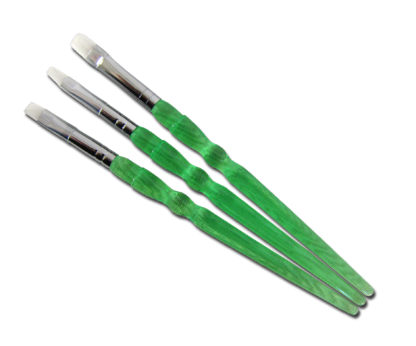 UV Gel Brush Kit Nylon Green Handle (3 pcs) (EPG3NV)