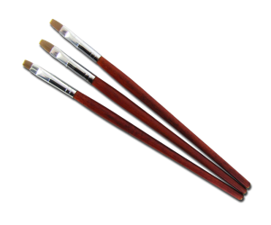 UV Gel Brush Kit Red Sable Brown Handle (3 qty)