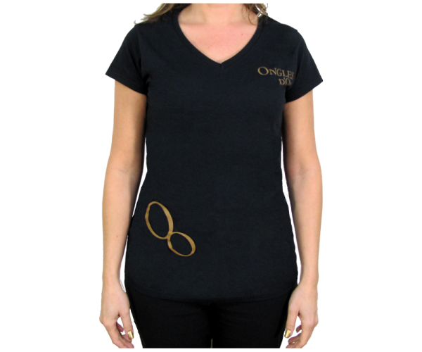 V-Neck T-Shirt – Ongles d'Or – Black, Medium