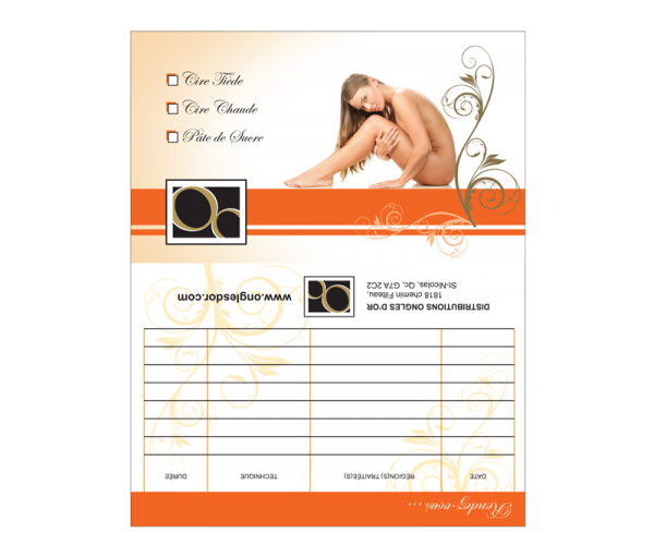 Waxing Customer's Data Sheets, 25 Data Sheets Booklet