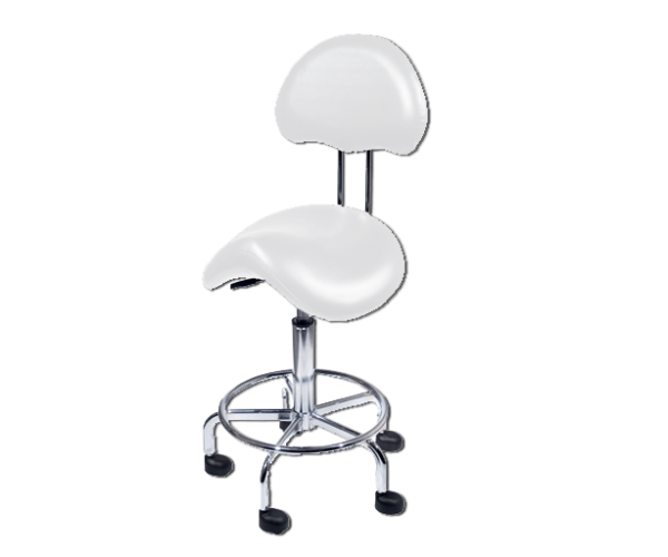 White Saddle Style Adjustable Hydraulic Chair