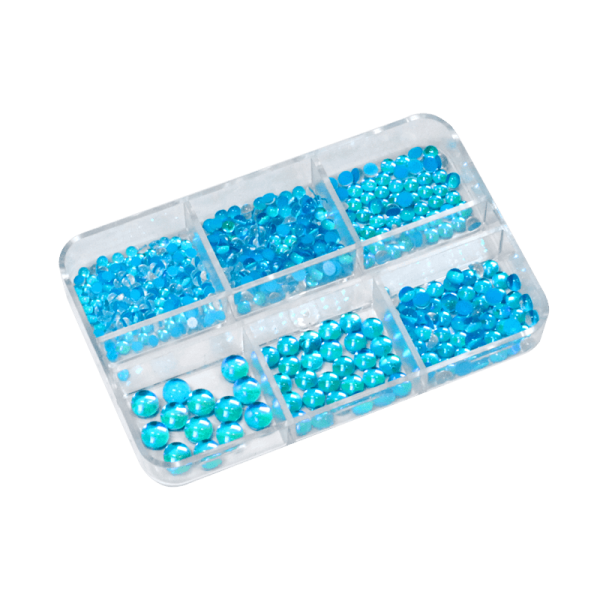 Nail Art Kit – Bright Blue AB Half Peals Mermaid Stones (6 S