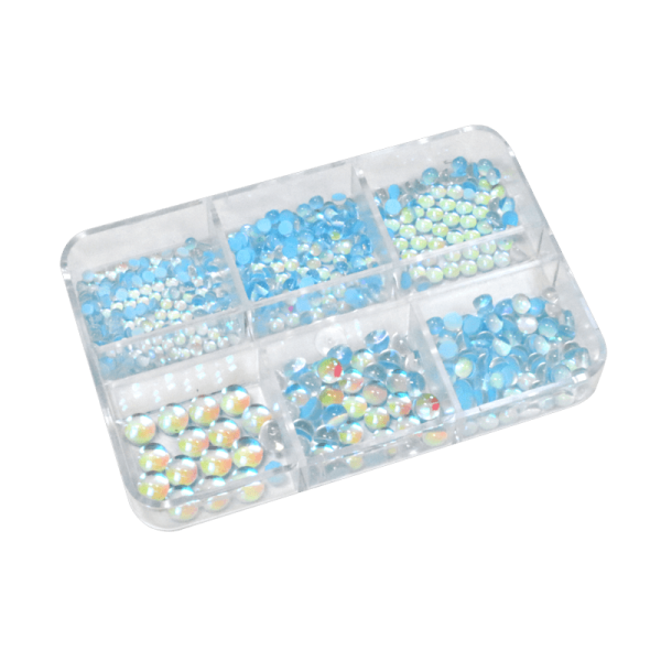 Nail Art Kit – Light Blue AB Half Peals Mermaid Stones (6 S