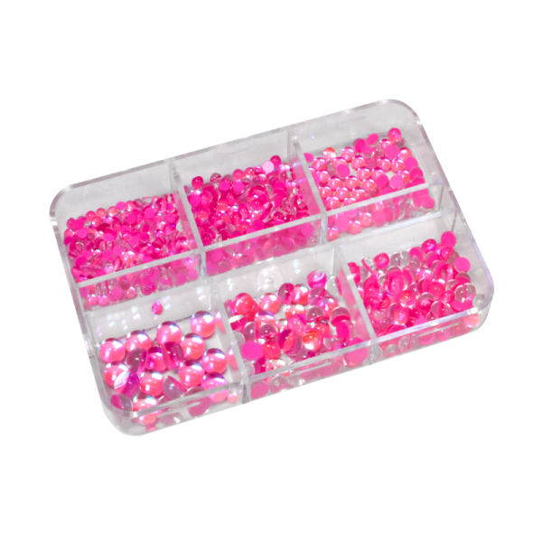 Nail Art Kit - Pink AB Half Peals Mermaid Stones (6 S