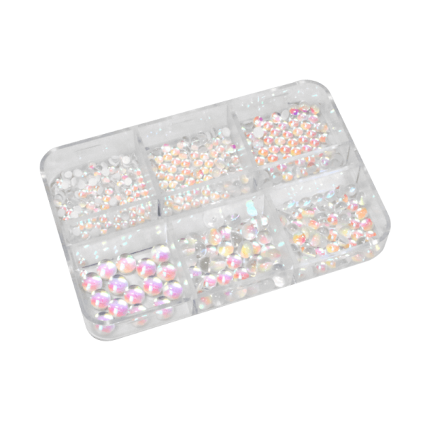 Nail Art Kit - White AB Half Peals Mermaid Stones (6 Sizes)