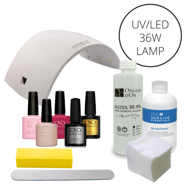 Shellac CND UV polish starter kit + 36W UV/LED lamp (110V)